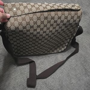 Beige/Brown GG Canvas Messenger Bag